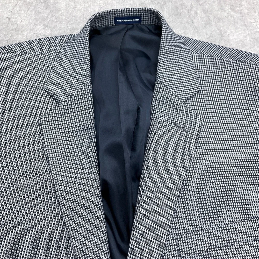 Stafford Blazer Men 46R Black Gray Houndstooth Check Classic Fit Jacket India